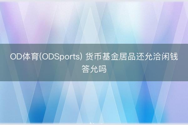 OD体育(ODSports) 货币基金居品还允洽闲钱答允吗