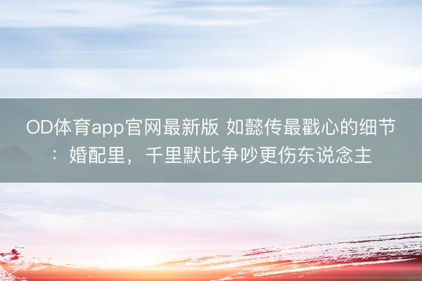 OD体育app官网最新版 如懿传最戳心的细节：婚配里，千里默比争吵更伤东说念主