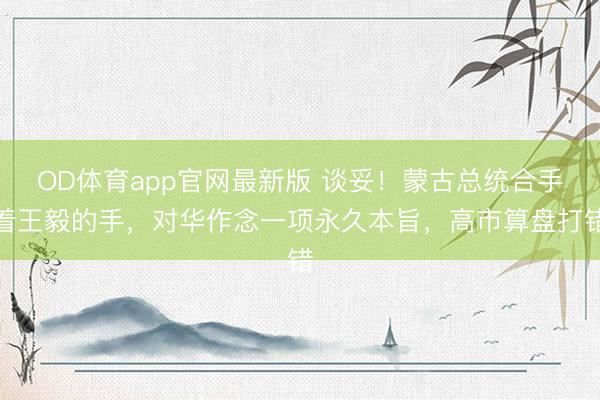 OD体育app官网最新版 谈妥!蒙古总统合手着王毅的手,对华作念一项永久本旨,高市算盘打错