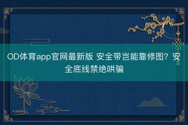 OD体育app官网最新版 安全带岂能靠修图？安全底线禁绝哄骗